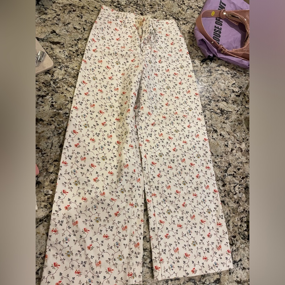 Rebecca Taylor white jeans with floral